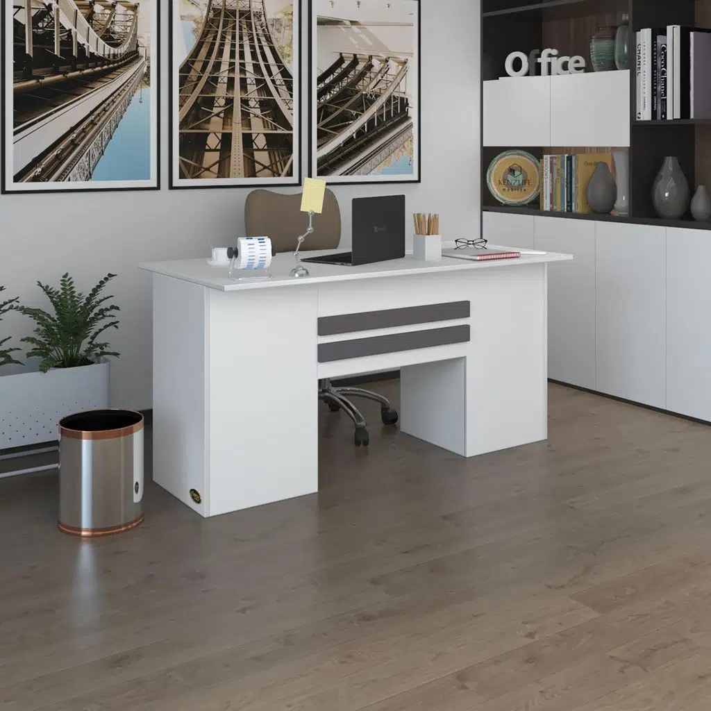 Kenzlife ofis masası pat morita byz 75*160*60 kilitli kapaklı dolap çiftli şeritli bilgisayar çalışma masası