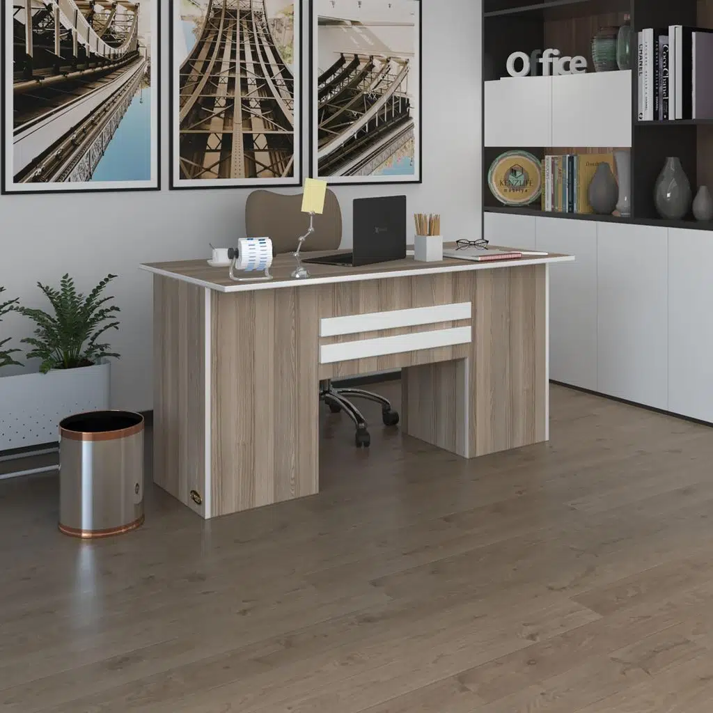 Kenzlife ofis masası pat morita crd 75*170*80 kilitli kapaklı dolap çiftli şeritli bilgisayar çalışma masası