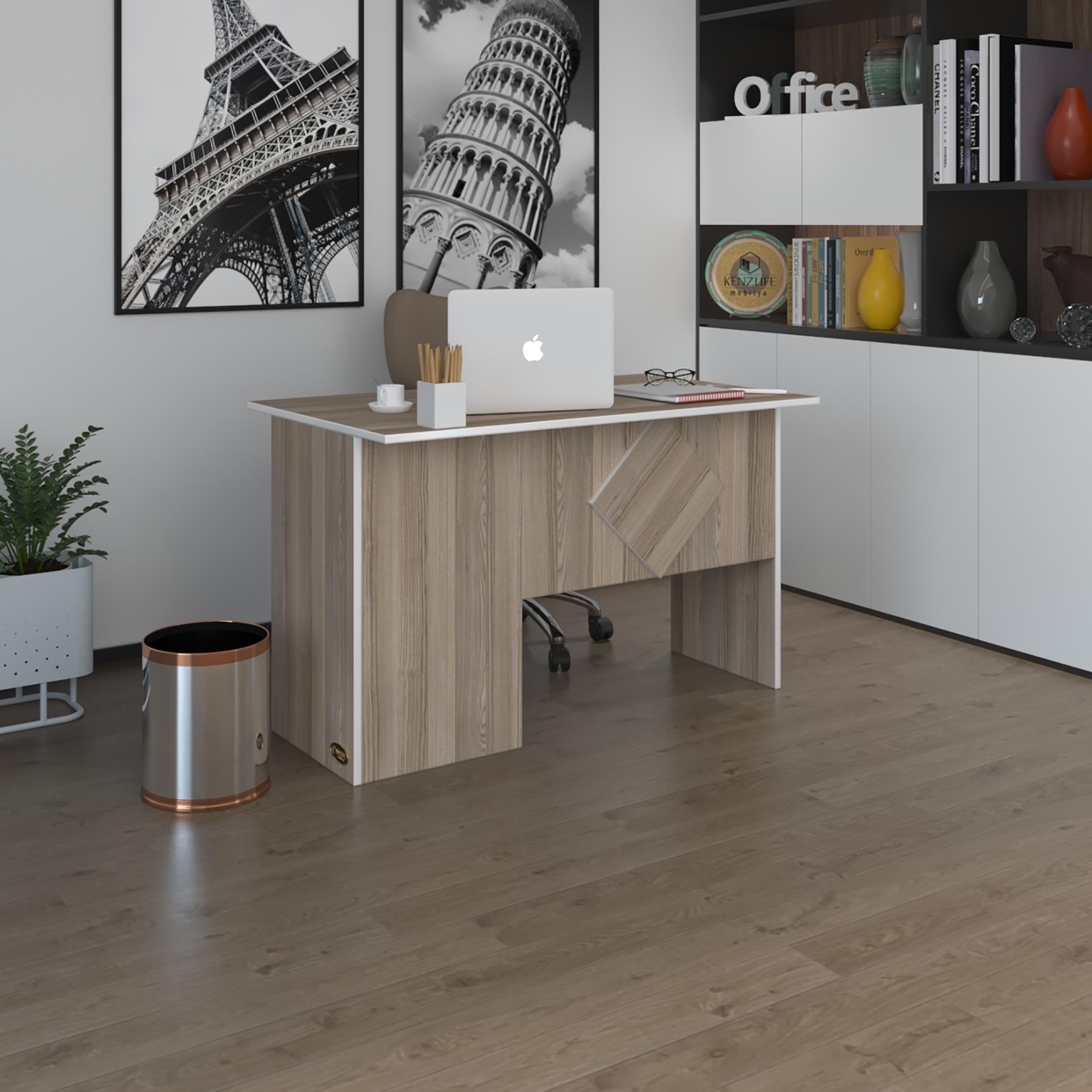 Kenzlife ofis masası yoko ono crd sağ 75*140*80 kilitli kapaklı dolap eşkenar bilgisayar çalışma masası