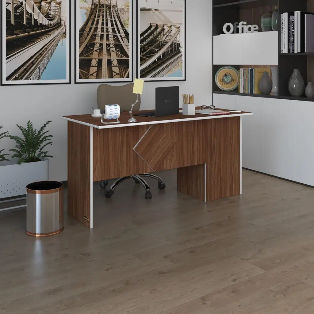 Kenzlife ofis masası yoko ono cvz sol 75*150*60 kilitli kapaklı dolap eşkenar bilgisayar çalışma masası