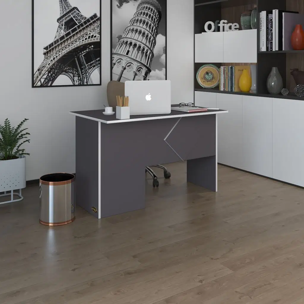 Kenzlife ofis masası yoko ono gri sağ 75*110*60 raflı dolap eşkenar bilgisayar çalışma masası