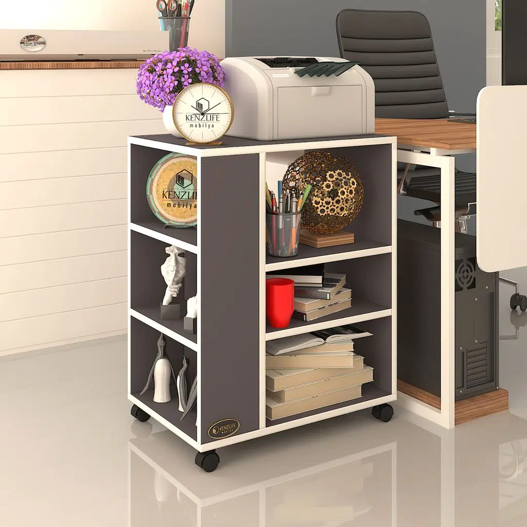 Kenzlife ofis yazıcı masası berubetto076 gri 076*060*40 tekerlekli sekreter