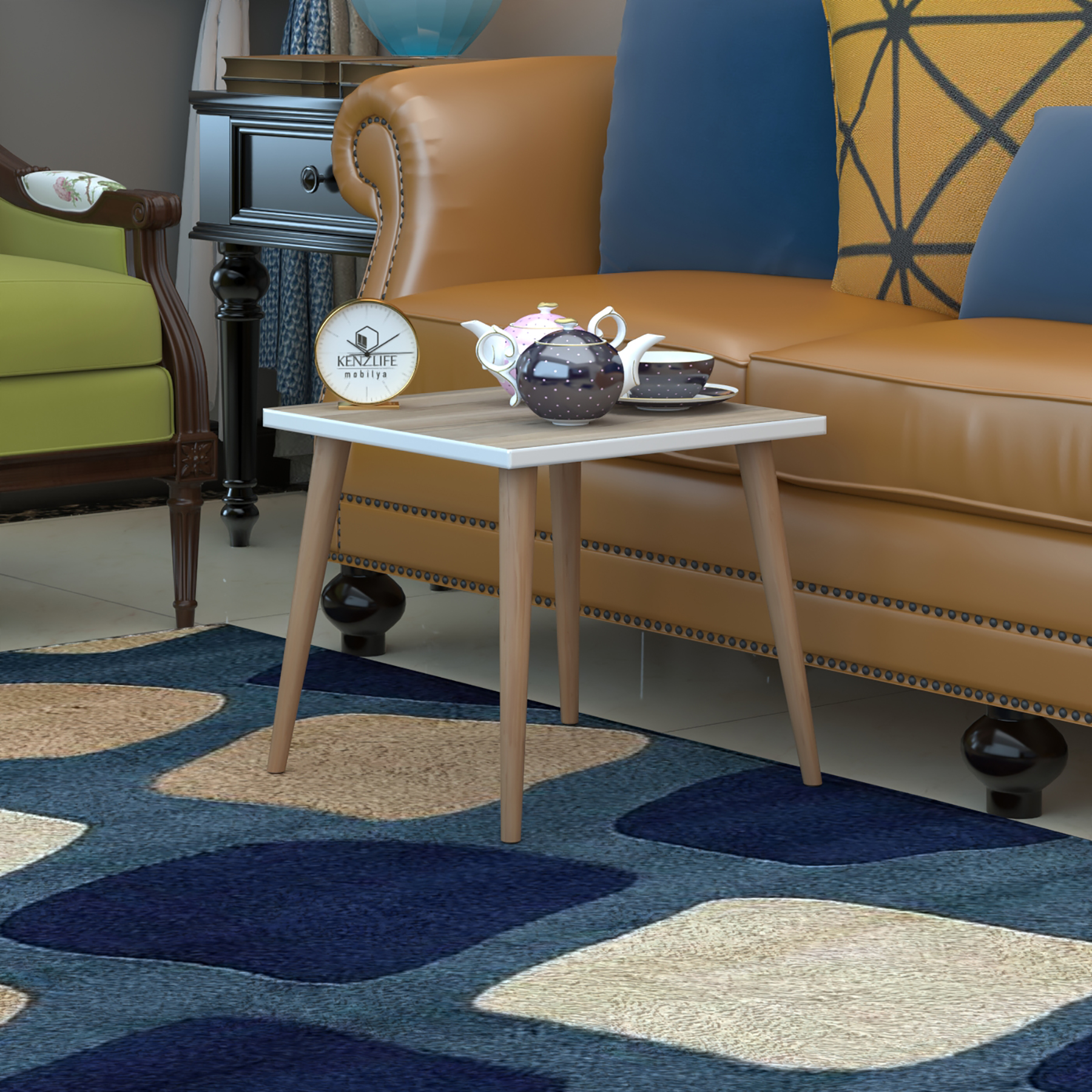 Kenzlife orta salon sehpası kalaba crd 37*39*39 zigon bilgisayar masası (m)