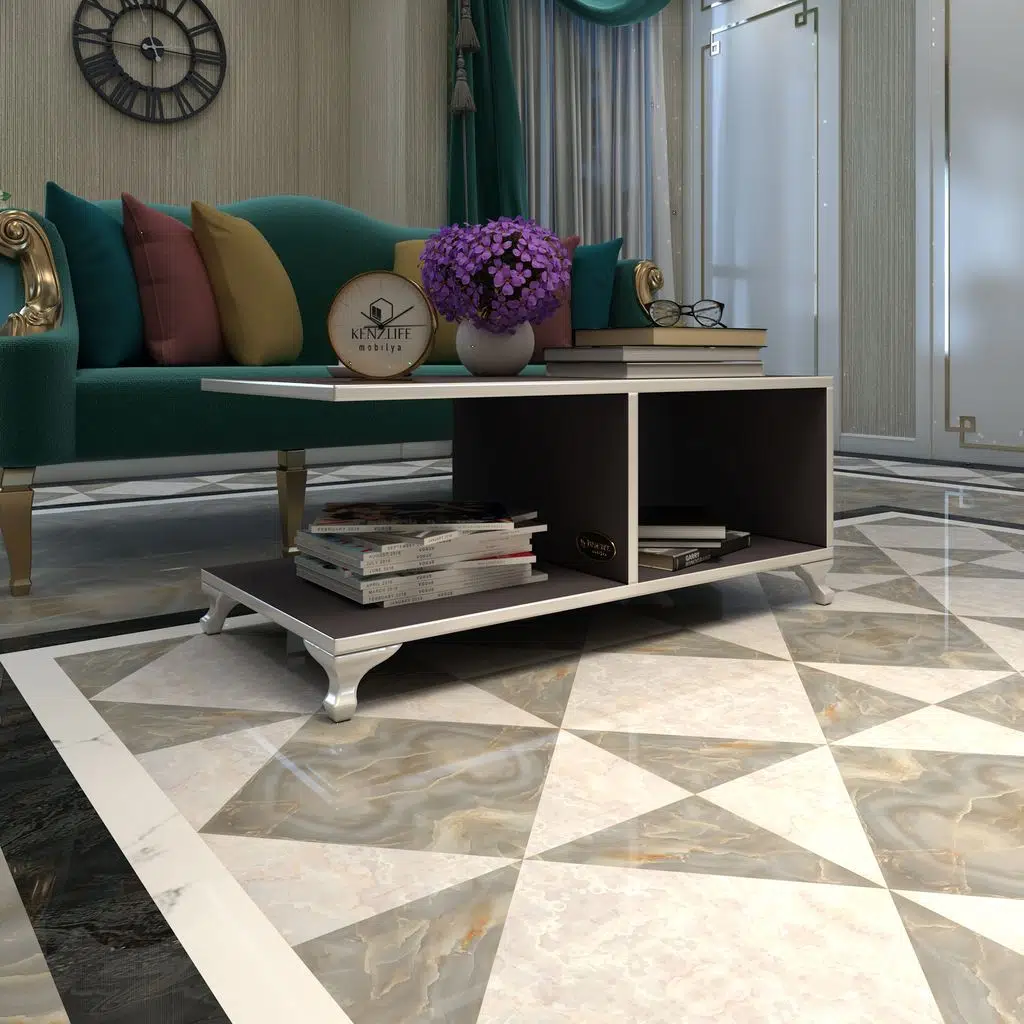 Kenzlife orta salon sehpası kazablanka gri 038*090*45 sofra çiçeklik