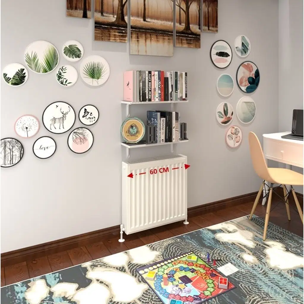 Kenzlife petek üstü raf dresuar golden boy gri 060*24 ikili kitaplık duvar rafı 060 cm uzunluk