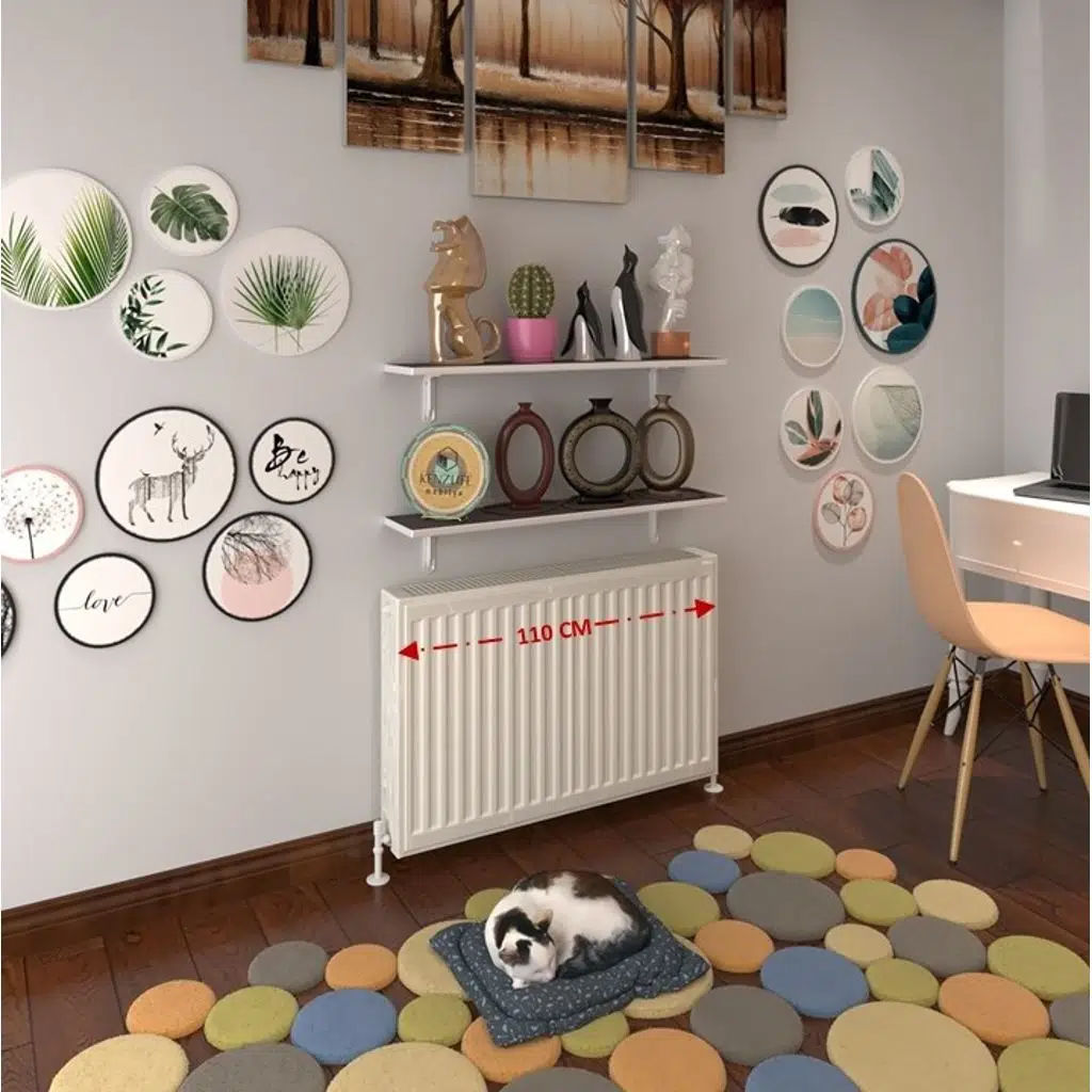 Kenzlife petek üstü raf dresuar golden boy gri 110*24 ikili kitaplık duvar rafı 110 cm uzunluk