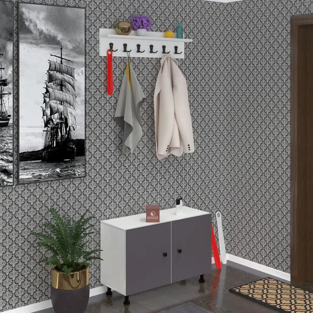 Kenzlife portmanto ayakkabılık ve askılık edik3 gribyz 53*080*32 oniki çift ayakkabı kapasitesi