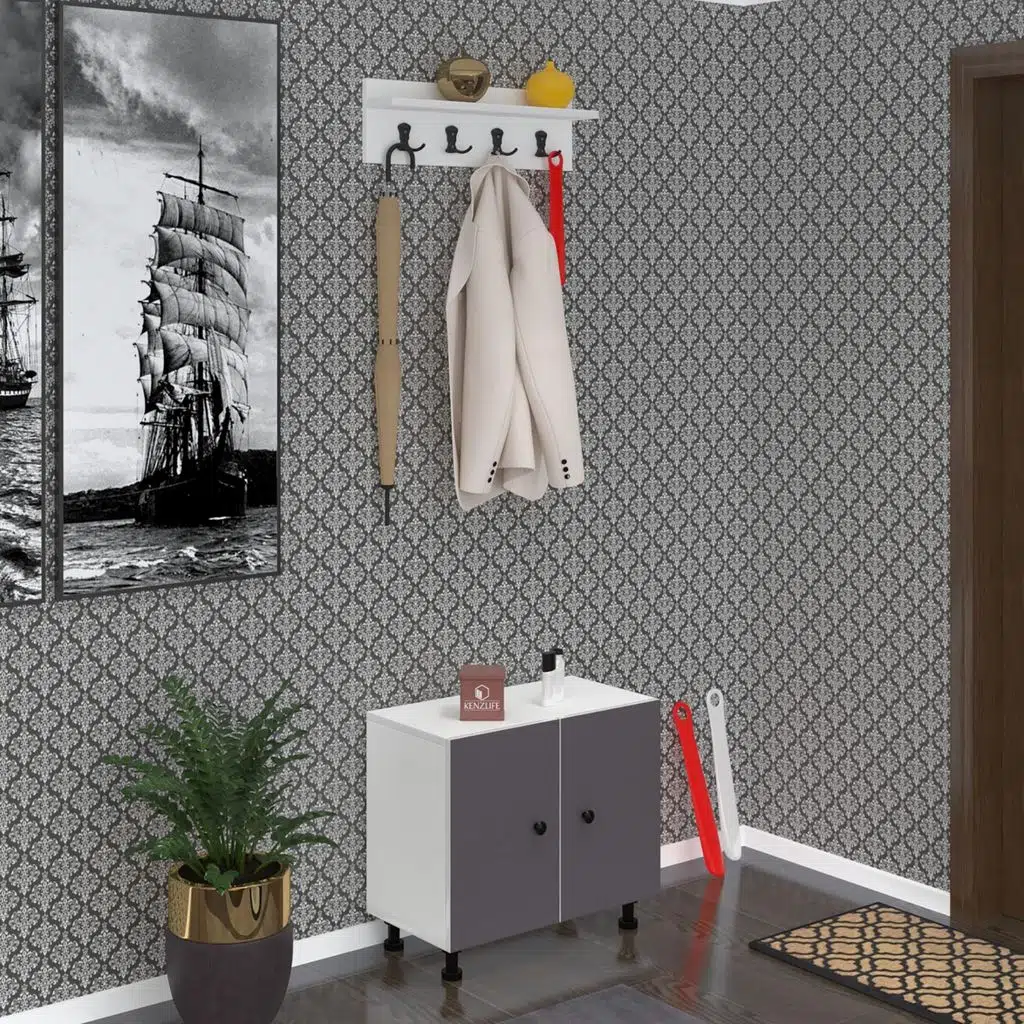 Kenzlife portmanto ayakkabılık ve askılık kalçın3 gribyz 53*060*32 dokuz çift ayakkabı kapasitesi