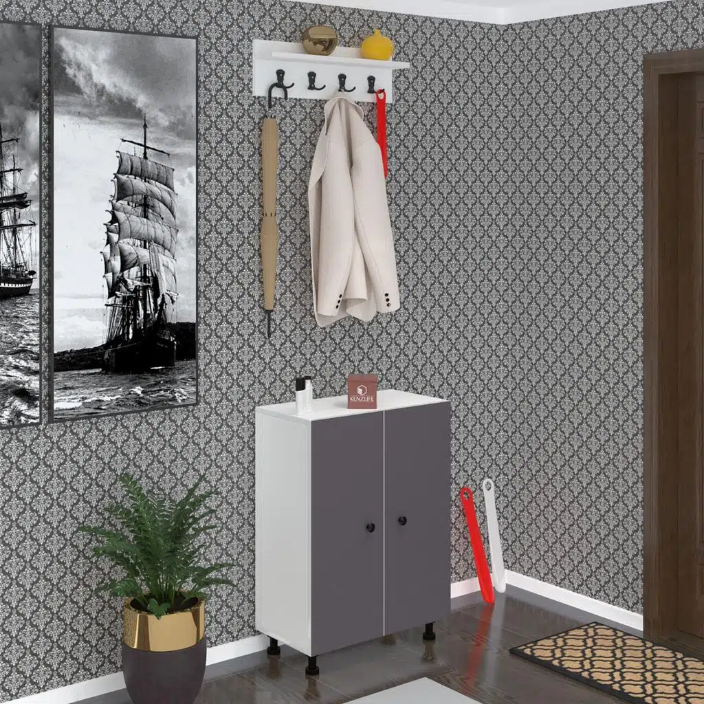 Kenzlife portmanto ayakkabılık ve askılık kalçın5 gribyz 83*060*32 onbeş çift ayakkabı kapasitesi