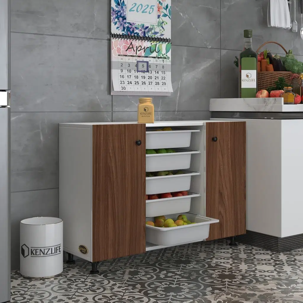 Kenzlife sepetli kapaklı mutfak dolabı dilşah cvzbyz 074*105*32 erzak 10 sepetli