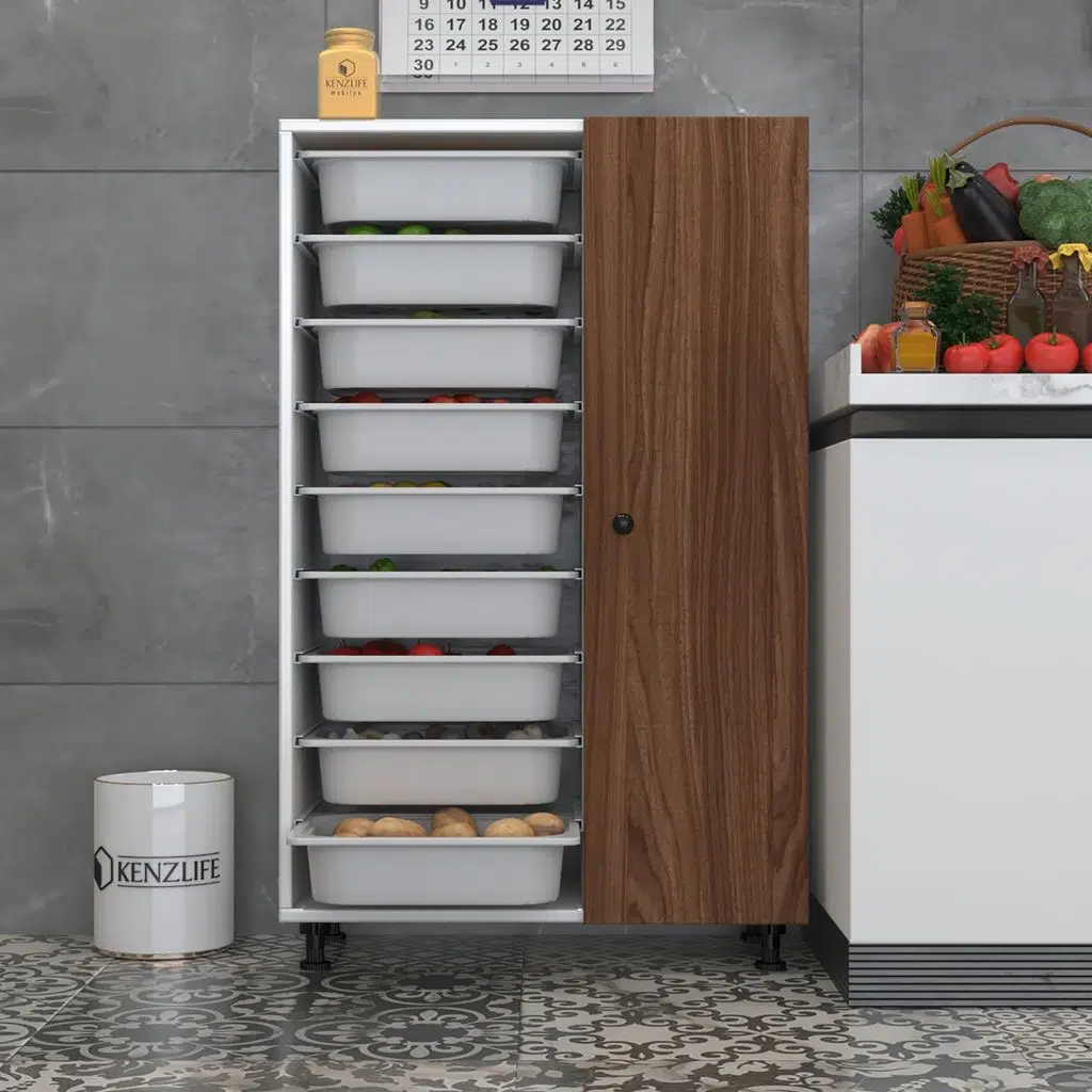 Kenzlife sepetli kapaklı mutfak dolabı eslem cvzbyz 122*075*32 erzak 9 sepetli
