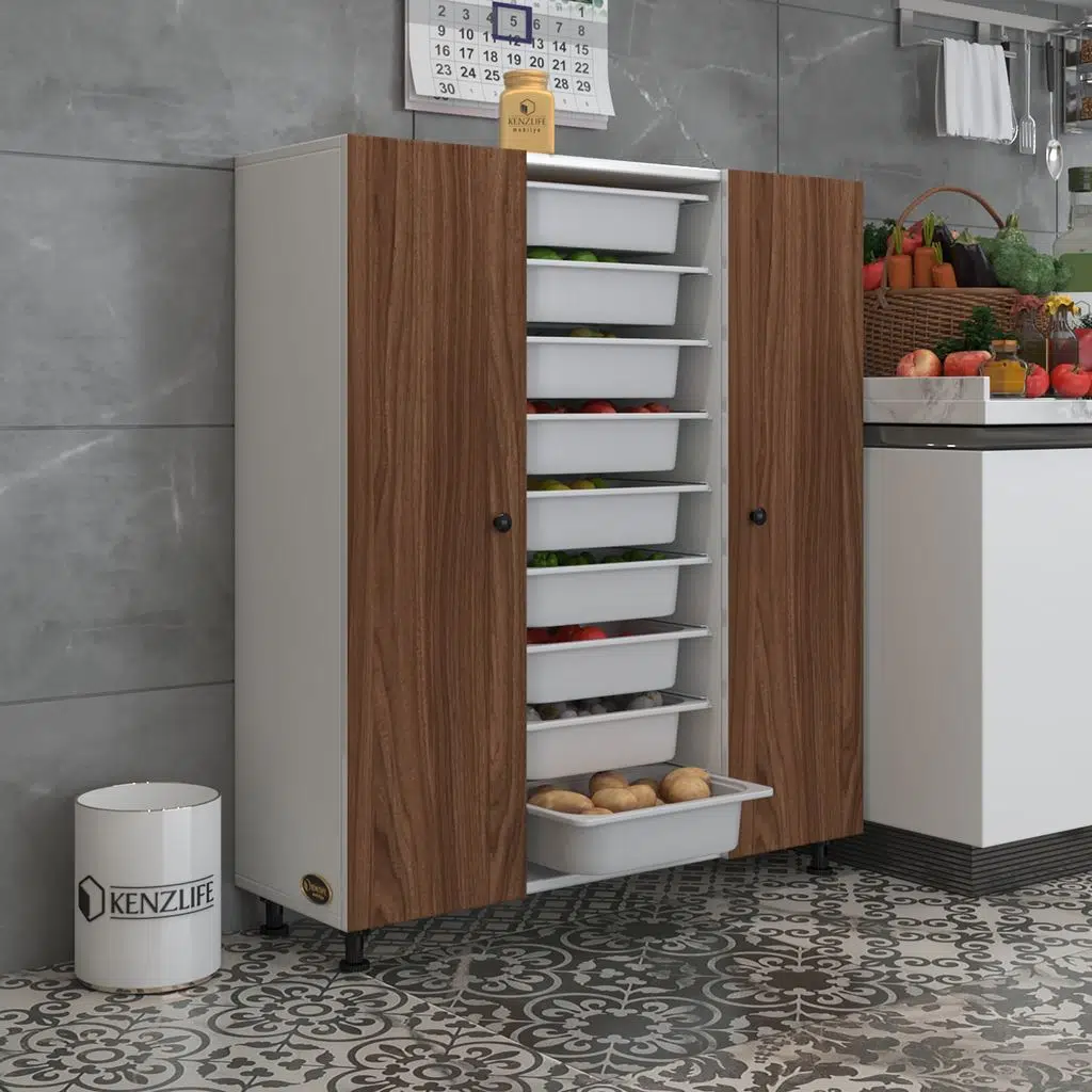 Kenzlife sepetli kapaklı mutfak dolabı hürrem cvzbyz 122*105*32 erzak 18 sepetli