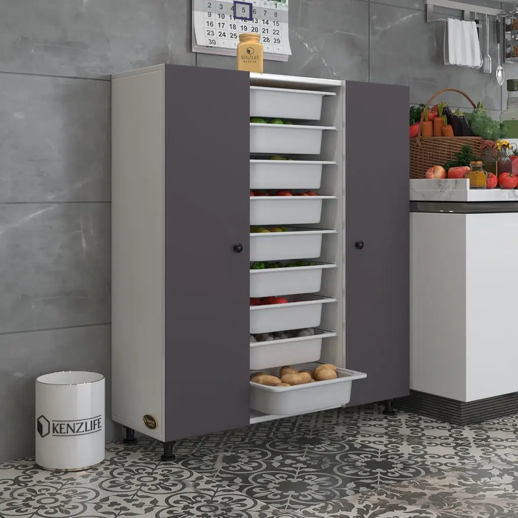 Kenzlife sepetli kapaklı mutfak dolabı hürrem gribyz 122*105*32 erzak 18 sepetli