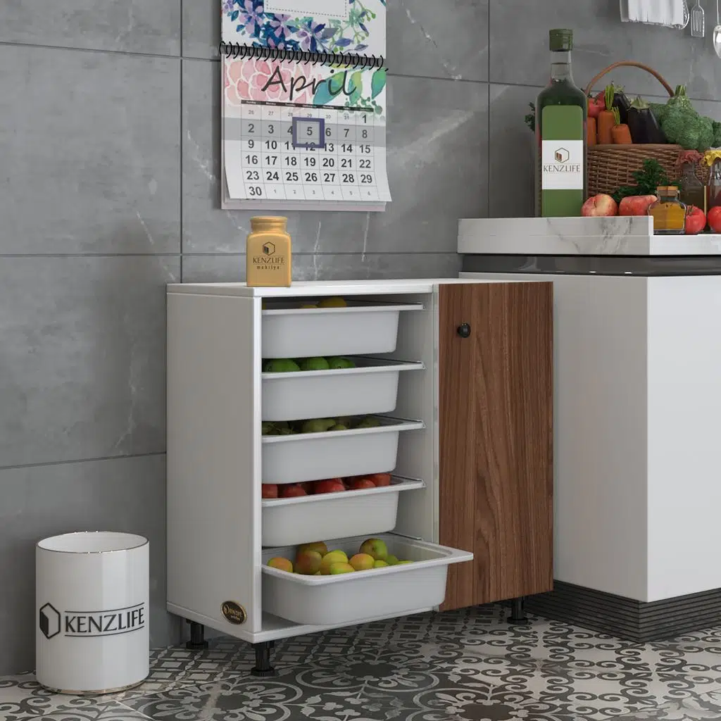 Kenzlife sepetli kapaklı mutfak dolabı şükufe cvzbyz 074*075*32 erzak 5 sepetli