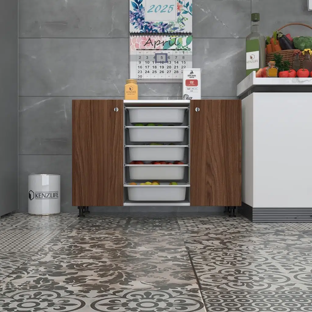 Kenzlife sepetli kilitli mutfak dolabı dilşah cvzbyz 074*105*32 erzak 10 sepetli