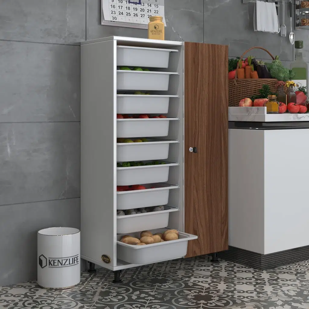 Kenzlife sepetli kilitli mutfak dolabı eslem cvzbyz 122*075*32 erzak 9 sepetli