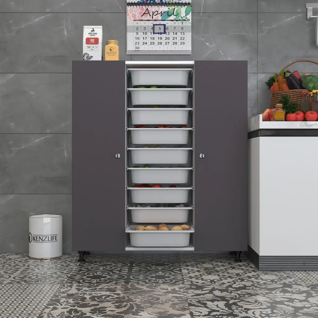 Kenzlife sepetli kilitli mutfak dolabı hürrem gribyz 122*105*32 erzak 18 sepetli