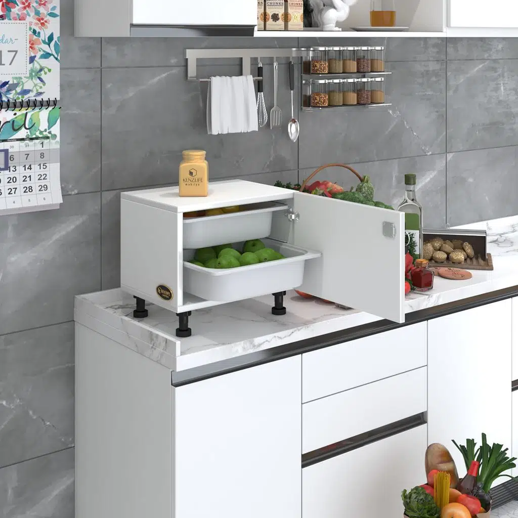 Kenzlife sepetli kilitli mutfak dolabı ruberukilit byz 038x45x30 banyo çamaşır beyaz 2 li sepet