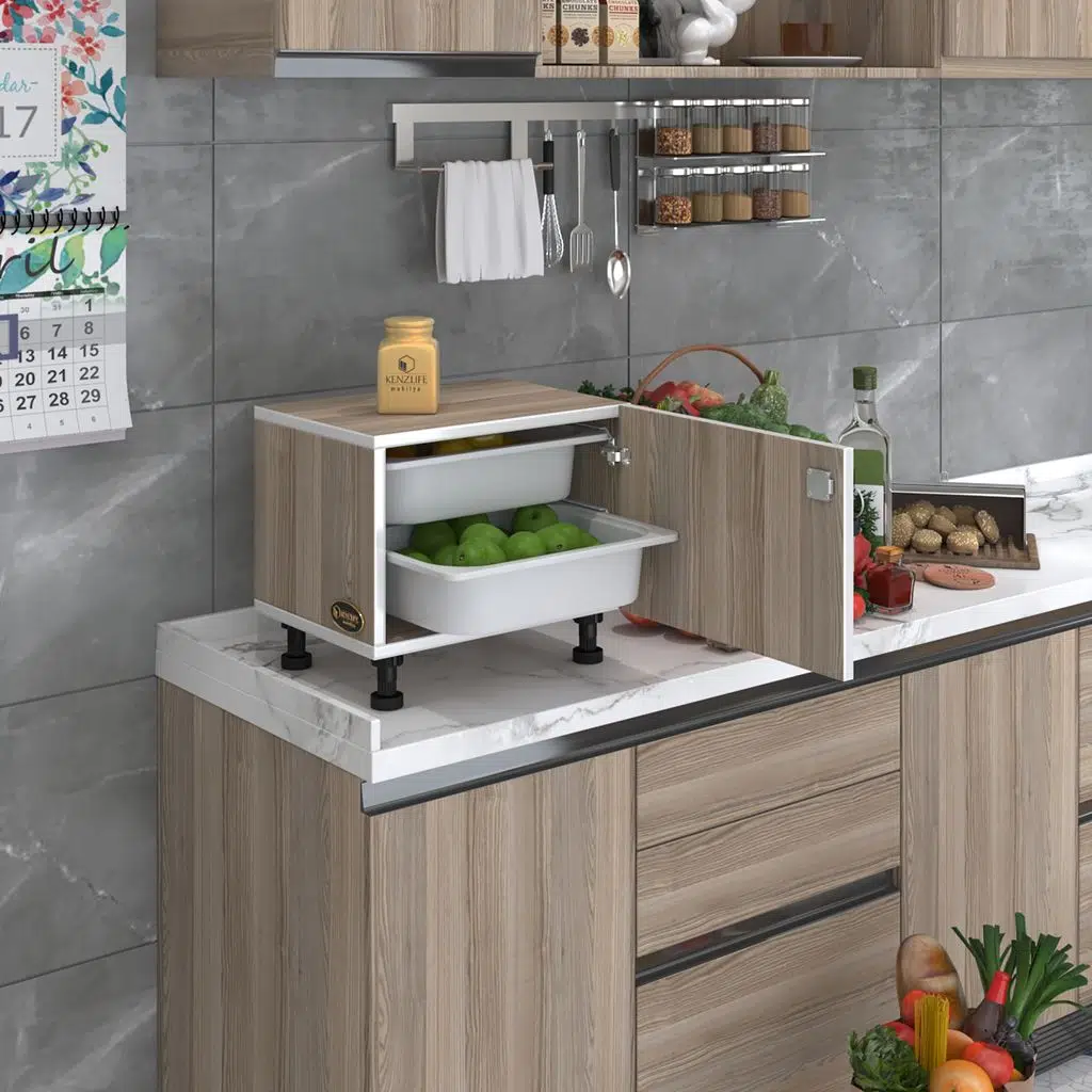 Kenzlife sepetli kilitli mutfak dolabı ruberukilit crd 038x45x30 banyo çamaşır beyaz 2 li sepet