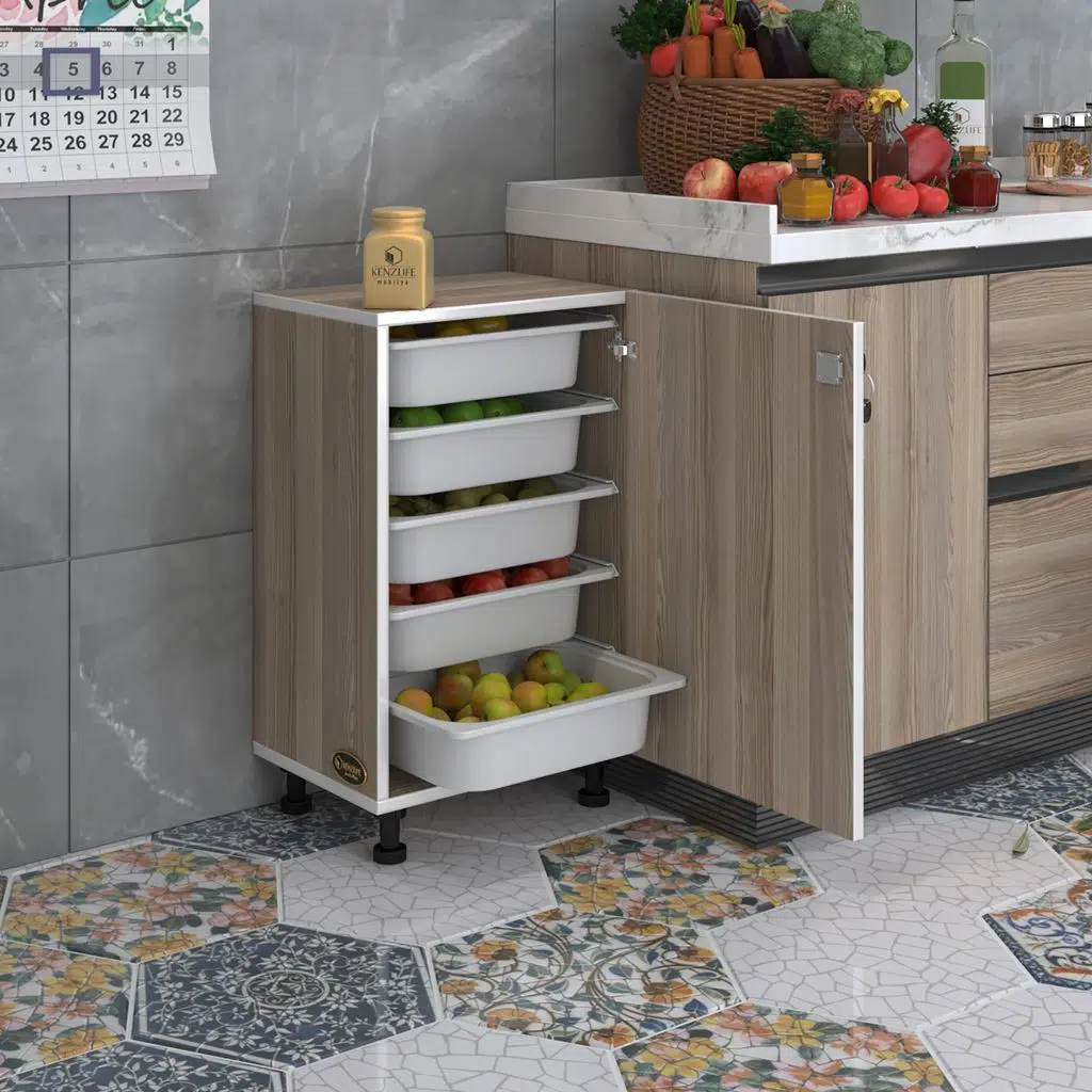 Kenzlife sepetli kilitli mutfak dolabı ruberukilit crd 074x45x30 banyo çamaşır beyaz 5 li sepet