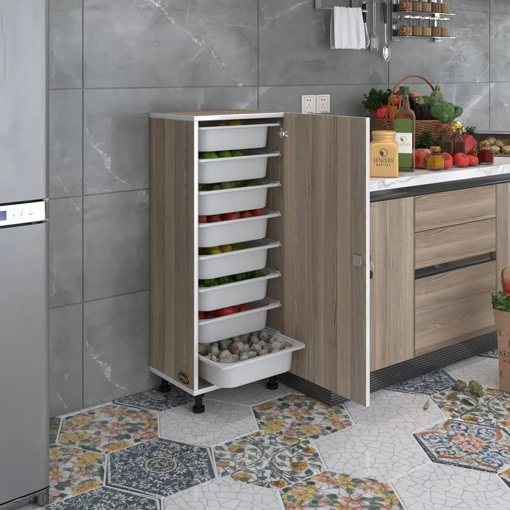 Kenzlife sepetli kilitli mutfak dolabı ruberukilit crd 110x45x30 banyo çamaşır beyaz 8 li sepet