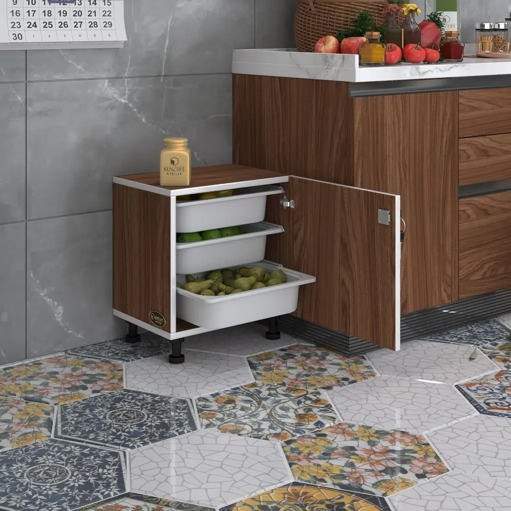 Kenzlife sepetli kilitli mutfak dolabı ruberukilit cvz 050x45x30 banyo çamaşır beyaz 3 lü sepet