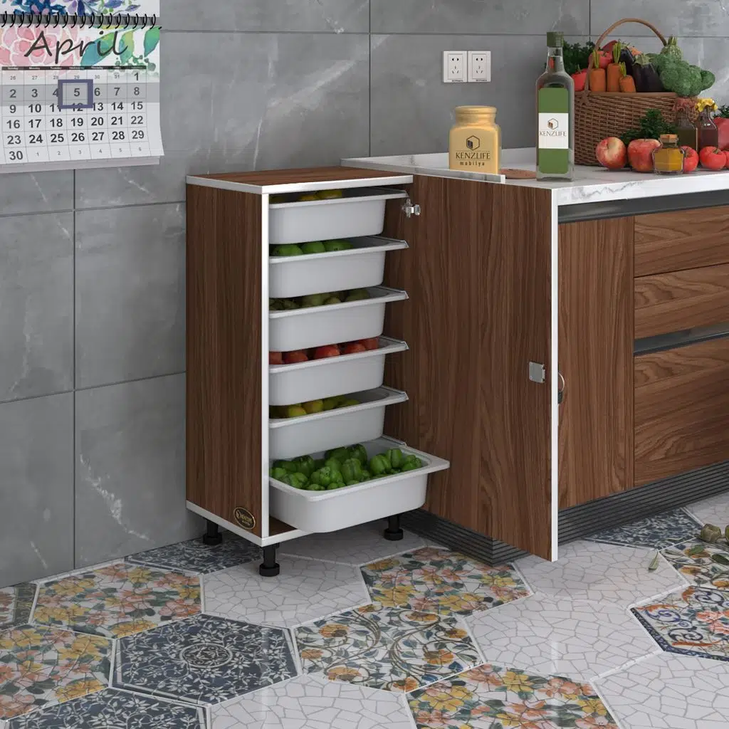 Kenzlife sepetli kilitli mutfak dolabı ruberukilit cvz 086x45x30 banyo çamaşır beyaz 6 lı sepet