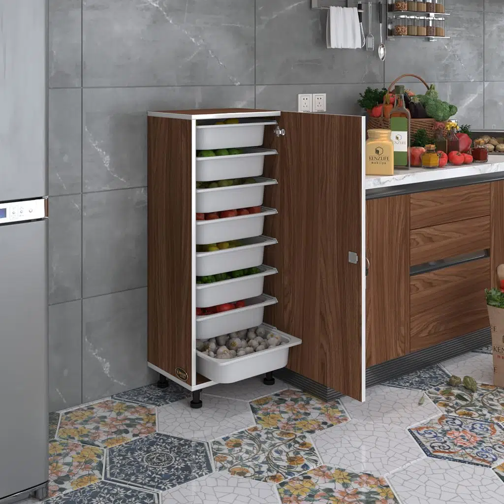 Kenzlife sepetli kilitli mutfak dolabı ruberukilit cvz 110x45x30 banyo çamaşır beyaz 8 li sepet