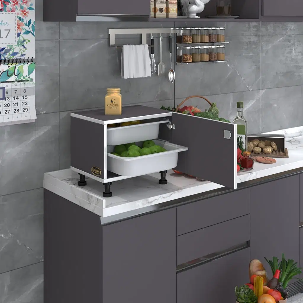 Kenzlife sepetli kilitli mutfak dolabı ruberukilit gri 038x45x30 banyo çamaşır beyaz 2 li sepet