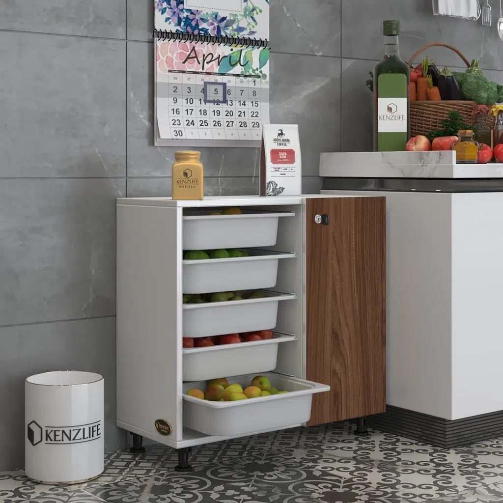Kenzlife sepetli kilitli mutfak dolabı şükufe cvzbyz 074*075*32 erzak 5 sepetli
