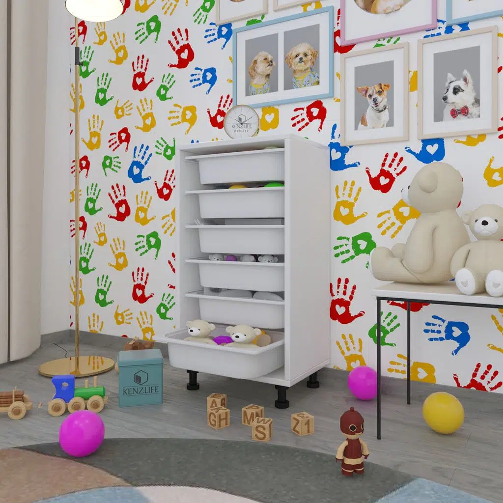 Kenzlife sepetli mutfak dolabı ruberu byz 086x45x30 banyo oyuncak çamaşır beyaz 6 lı sepet