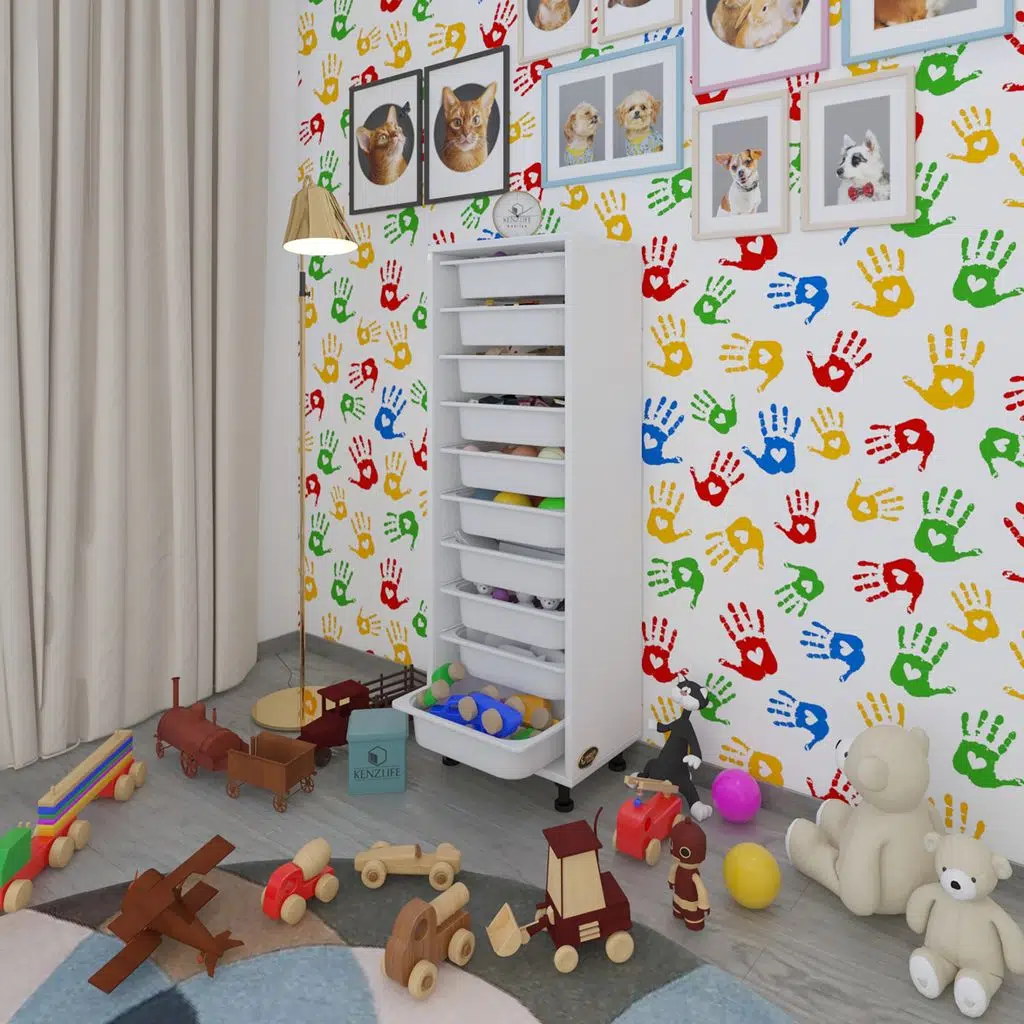 Kenzlife sepetli mutfak dolabı ruberu byz 134x45x30 banyo oyuncak çamaşır beyaz 10 lu sepet