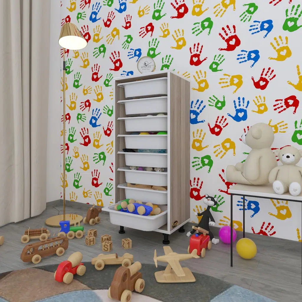 Kenzlife sepetli mutfak dolabı ruberu crd 110x45x30 banyo oyuncak çamaşır beyaz 8 li sepet