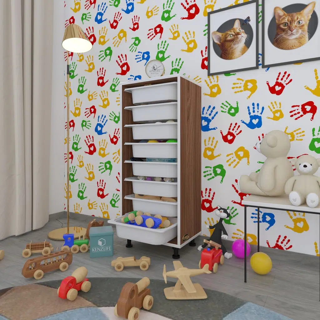 Kenzlife sepetli mutfak dolabı ruberu cvz 110x45x30 banyo oyuncak çamaşır beyaz 8 li sepet