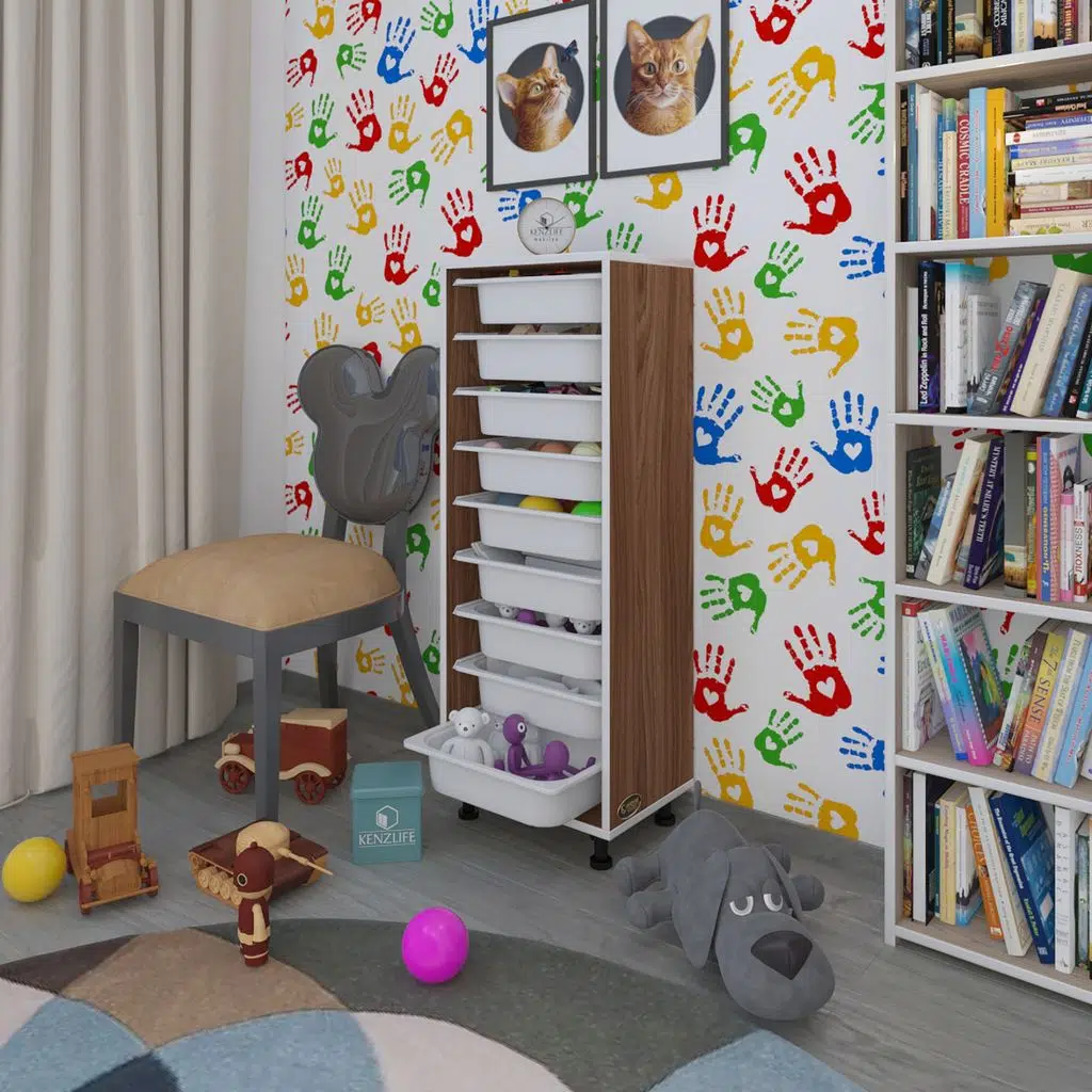 Kenzlife sepetli mutfak dolabı ruberu cvz 122x45x30 banyo oyuncak çamaşır beyaz 9 lu sepet