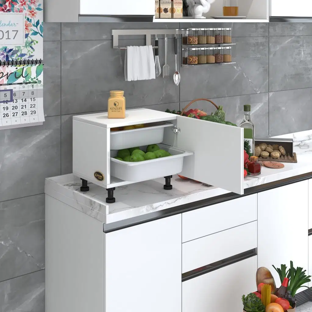 Kenzlife sepetli mutfak dolabı ruberukapak byz 038x45x30 kapaklı banyo çamaşır beyaz 2 li sepet