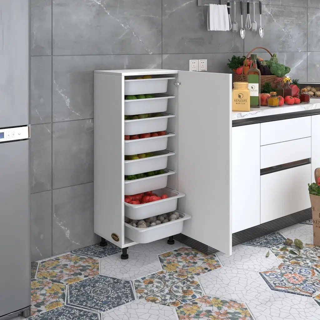 Kenzlife sepetli mutfak dolabı ruberukapak byz 110x45x30 kapaklı banyo çamaşır beyaz 8 li sepet