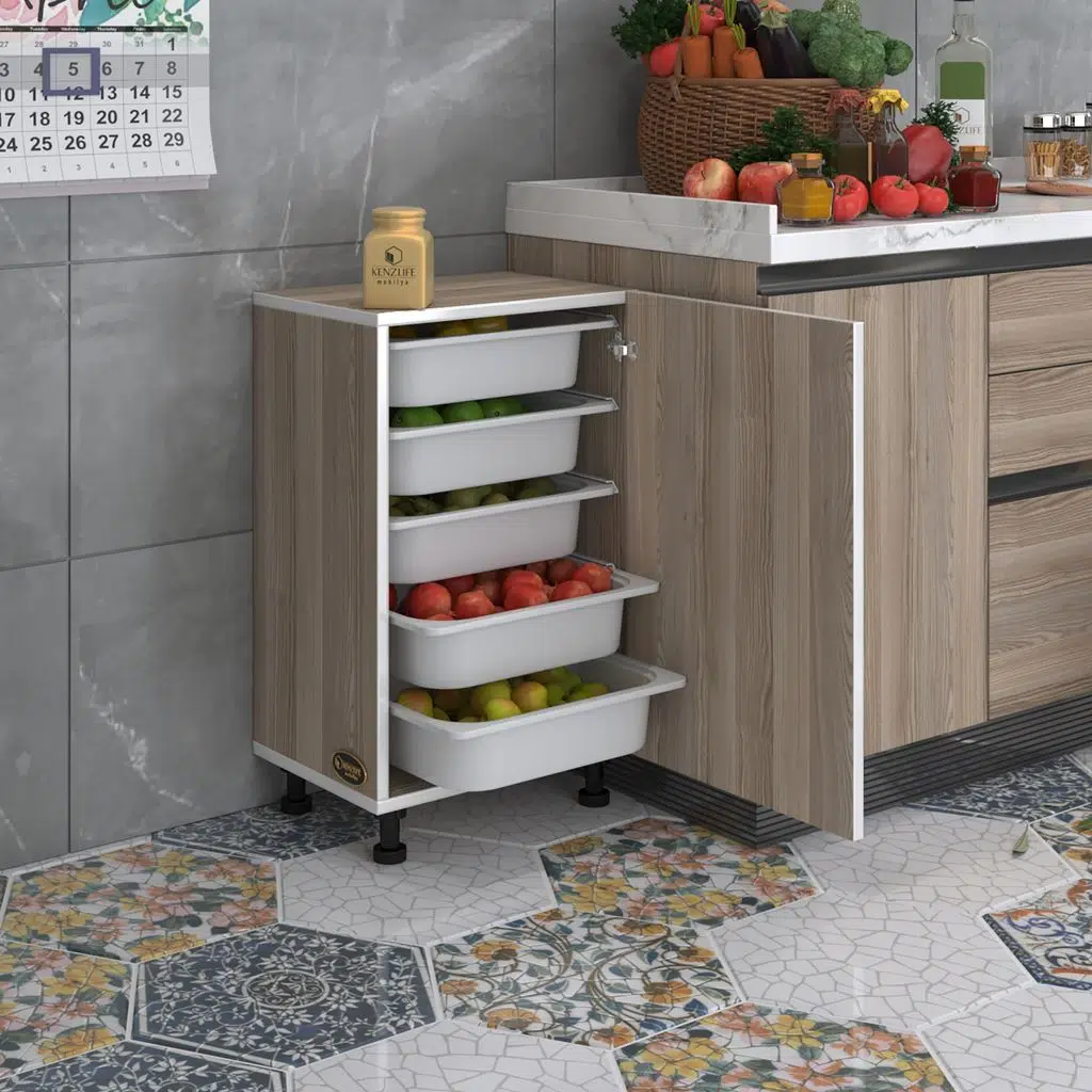 Kenzlife sepetli mutfak dolabı ruberukapak crd 074x45x30 kapaklı banyo çamaşır beyaz 5 li sepet