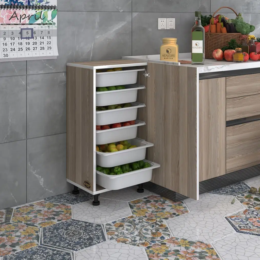 Kenzlife sepetli mutfak dolabı ruberukapak crd 086x45x30 kapaklı banyo çamaşır beyaz 6 lı sepet