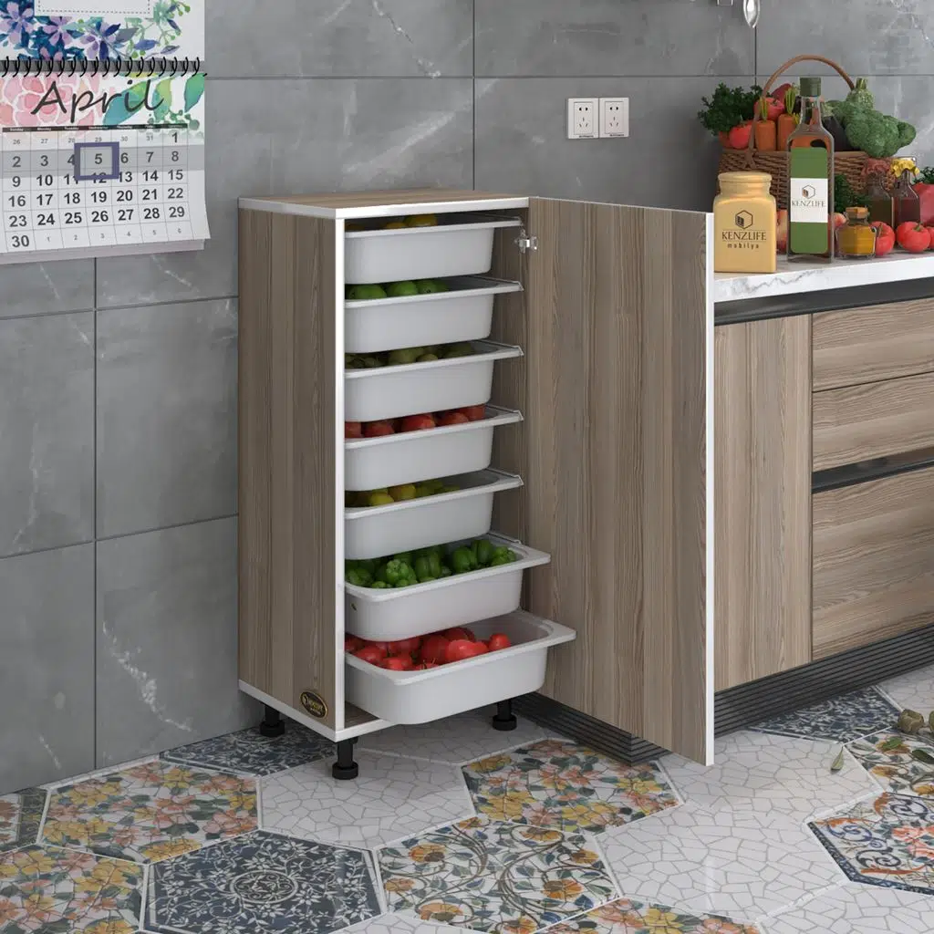 Kenzlife sepetli mutfak dolabı ruberukapak crd 098x45x30 kapaklı banyo çamaşır beyaz 7 li sepet