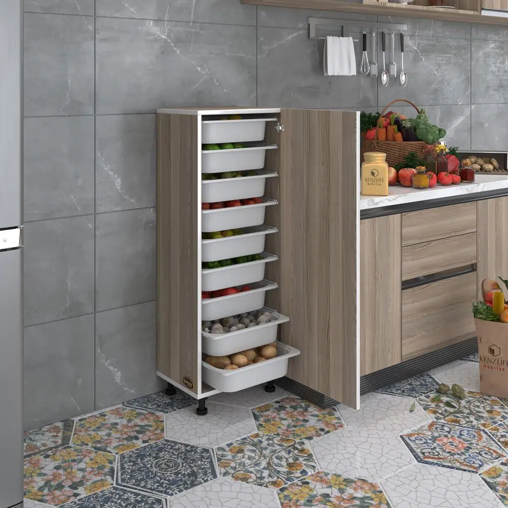 Kenzlife sepetli mutfak dolabı ruberukapak crd 122x45x30 kapaklı banyo çamaşır beyaz 9 lu sepet