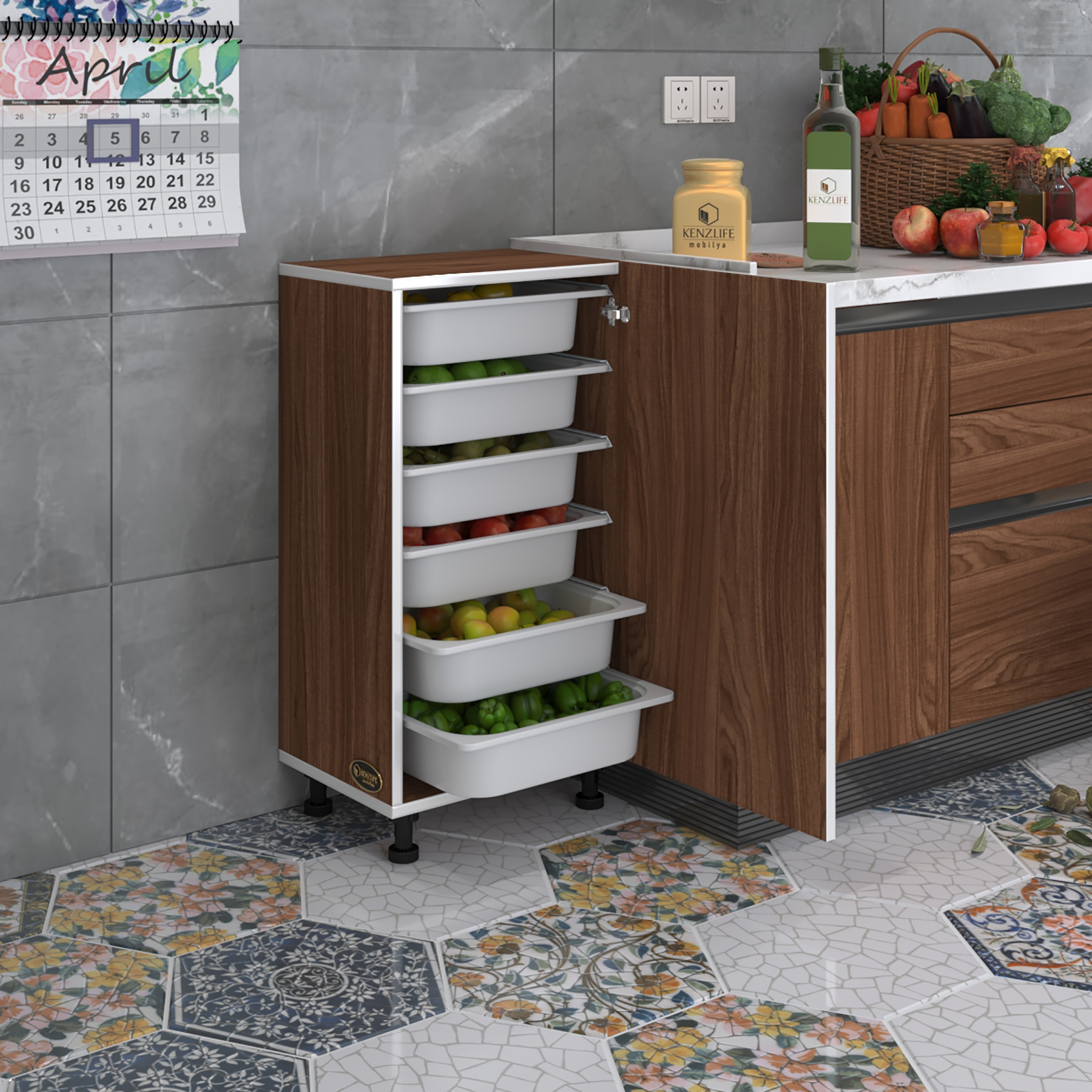 Kenzlife sepetli mutfak dolabı ruberukapak cvz 086x45x30 kapaklı banyo çamaşır beyaz 6 lı sepet