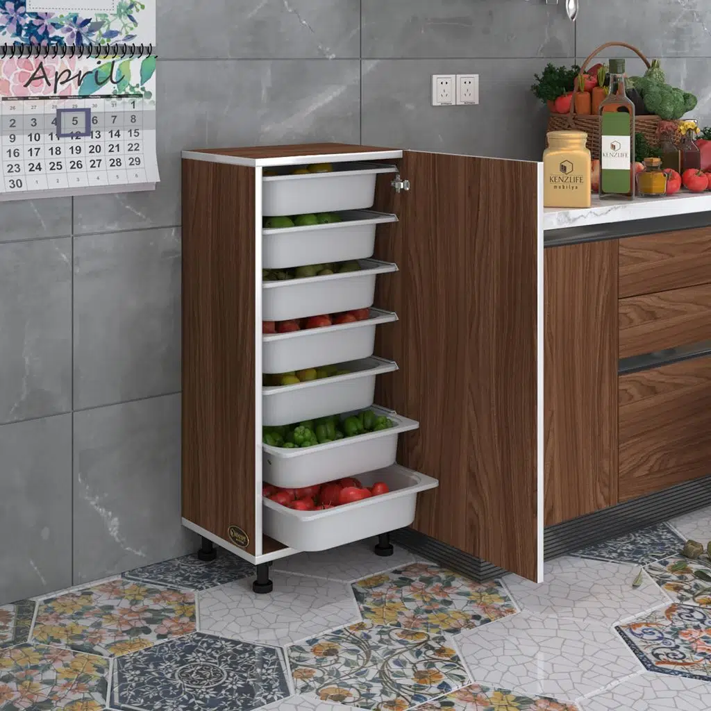 Kenzlife sepetli mutfak dolabı ruberukapak cvz 098x45x30 kapaklı banyo çamaşır beyaz 7 li sepet