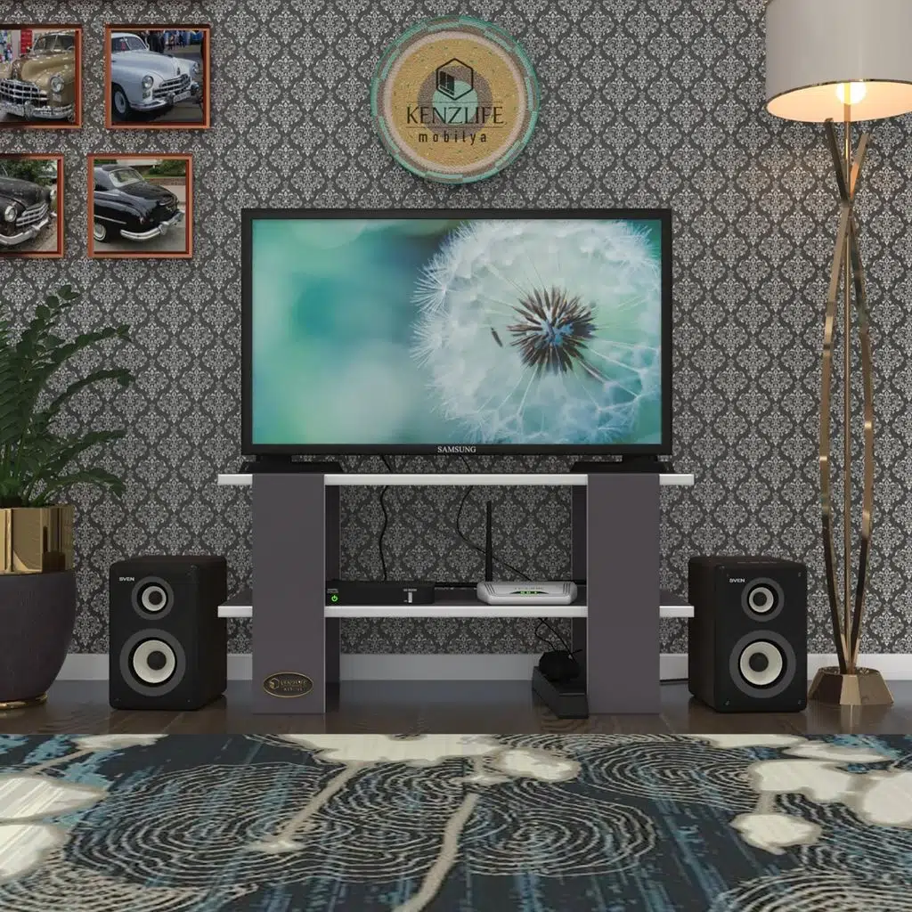 Kenzlife televizyon sehpası bangkok gri 040*120*30 tv ünitesi