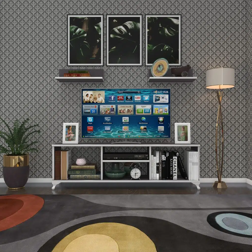 Kenzlife televizyon sehpası monako150 gri tv ünitesi raflı