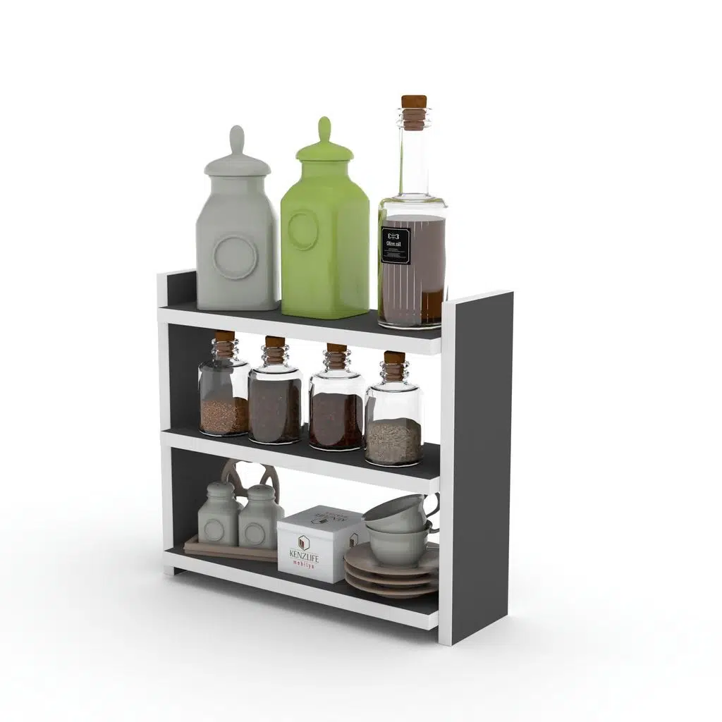 Kenzlife tezgah üstü mutfak rafı muhittin gri 39*39*13