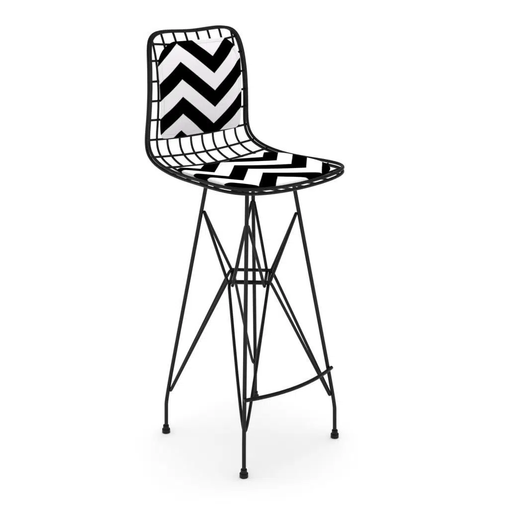 Knsz kafes tel bar sandalyesi 1 li zengin syhaldo sırt minderli 75 cm oturma yüksekliği ofis cafe bahçe mutfak