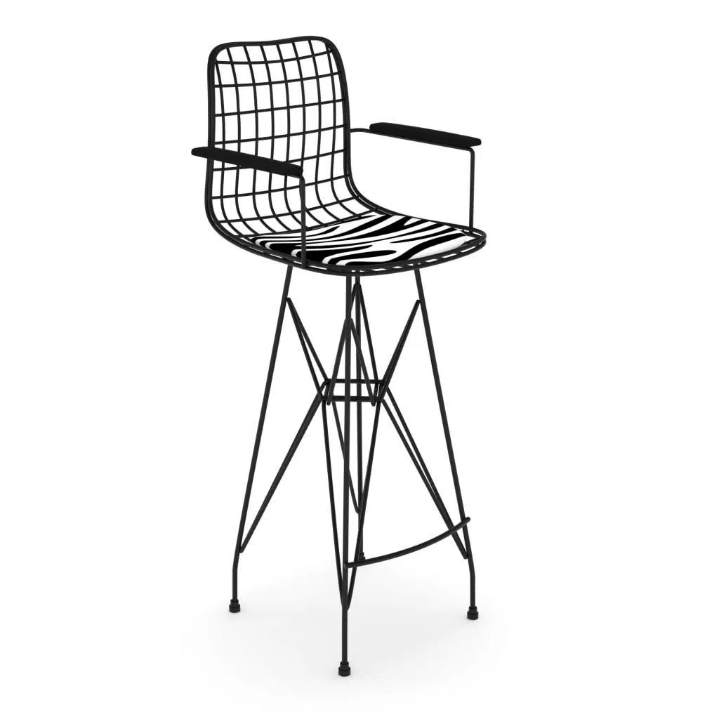 Knsz kafes tel bar sandalyesi 1 li zengin syhbonar kolçaklı 75 cm oturma yüksekliği ofis cafe bahçe mutfak