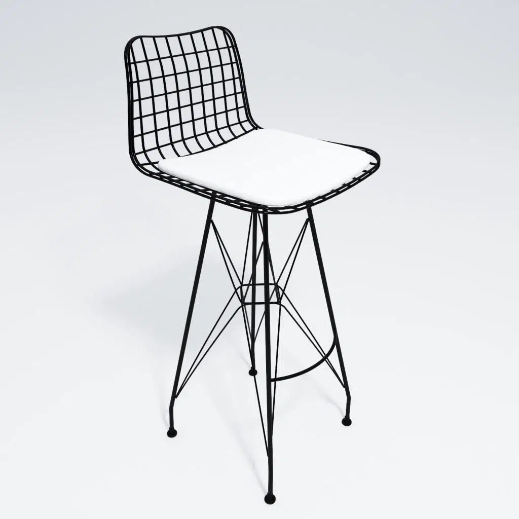 Knsz kafes tel bar sandalyesi 1 li zengin syhbyz 75 cm oturma yüksekliği ofis cafe bahçe mutfak