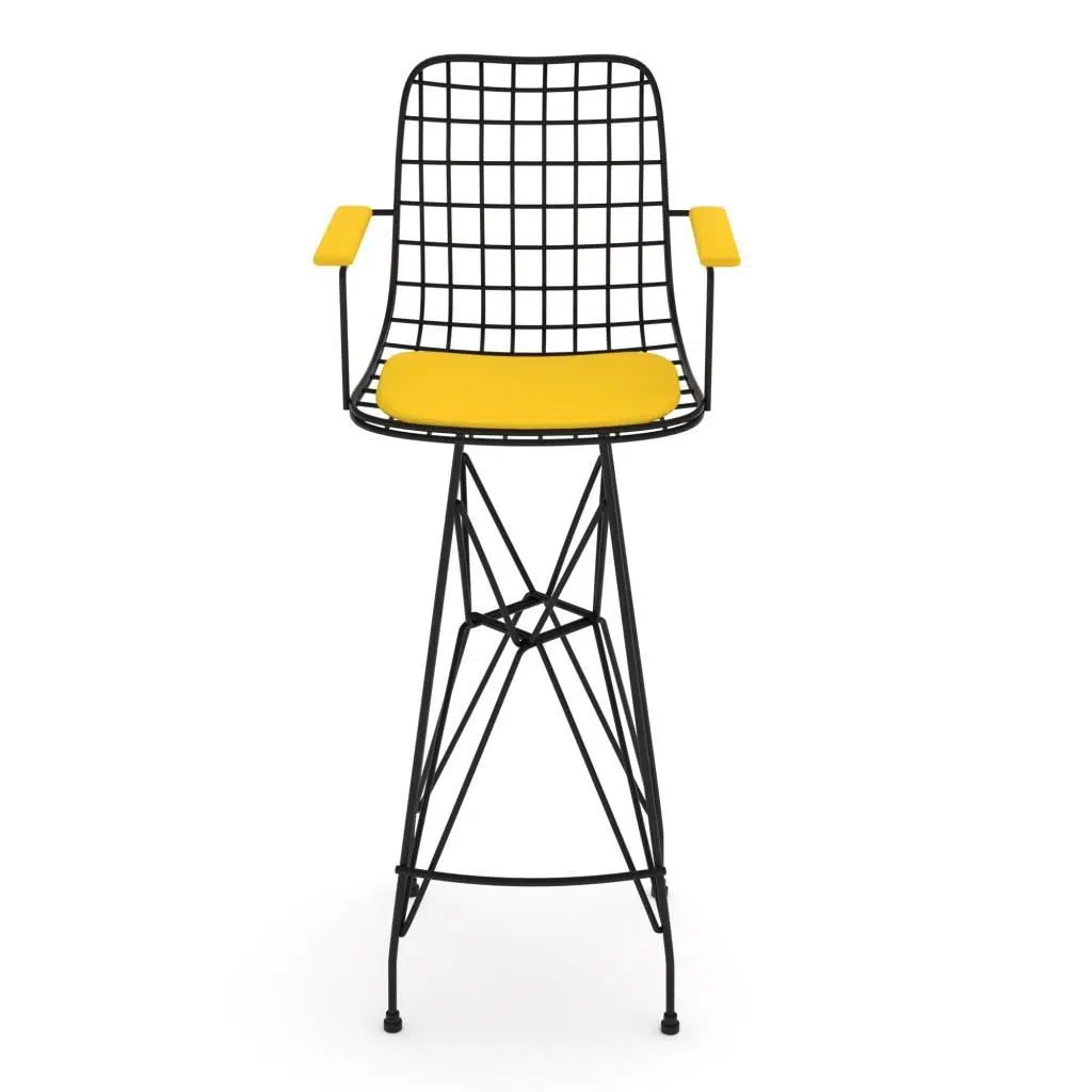 Knsz kafes tel bar sandalyesi 1 li zengin syhsrı kolçaklı 75 cm oturma yüksekliği ofis cafe bahçe mutfak